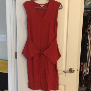 Eva Mendez Burnt Orange Fitted Dress